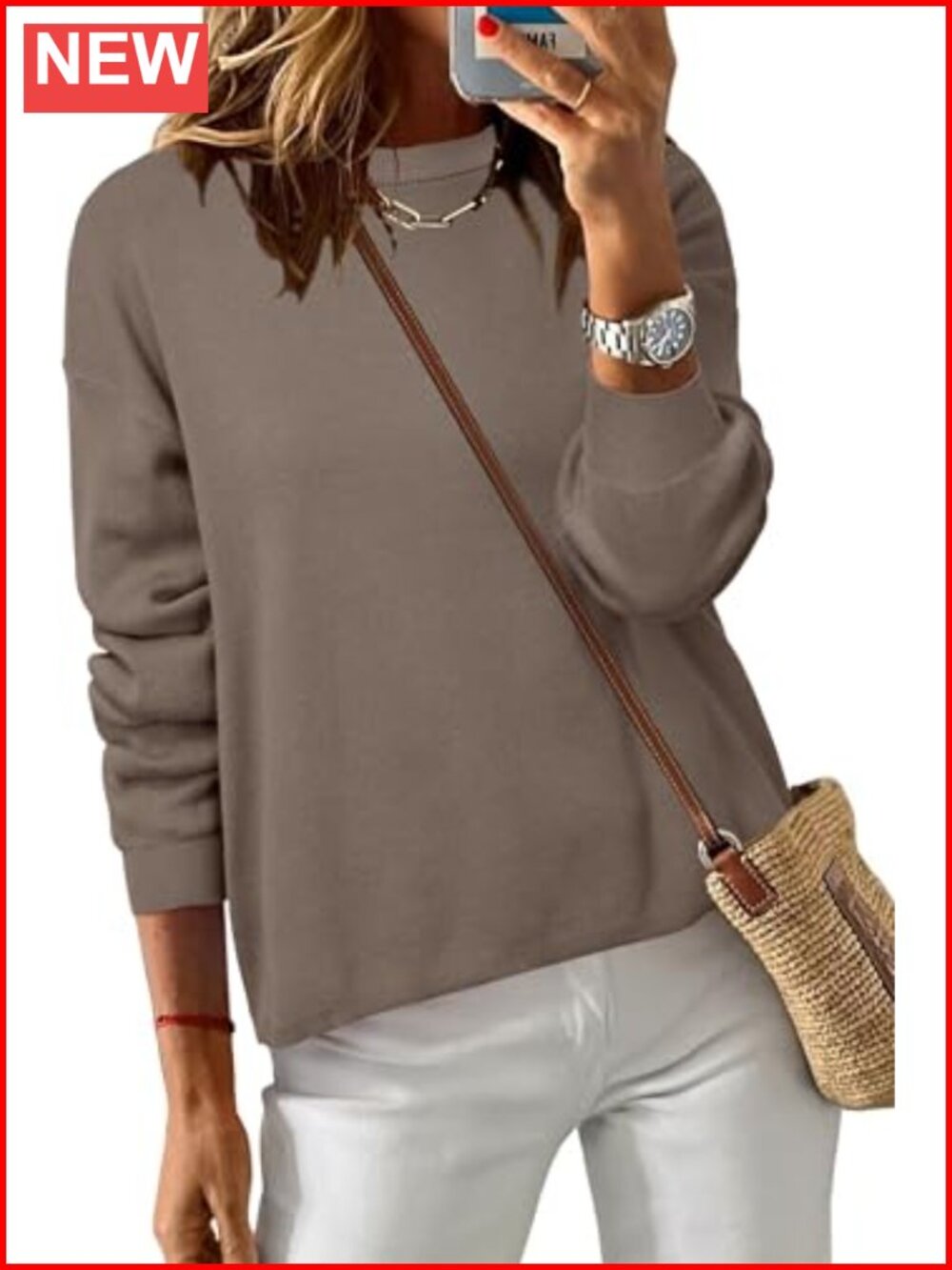 100% Cotton Relaxed Fit Crew Neck Long Sleeve Pullover Sweater
